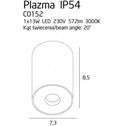 Plazma plafon biały IP54