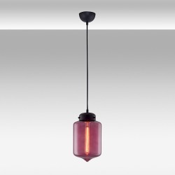 Fioletowa lampa wisząca ozcan 18cm 4702-1a fioletowy pojedynczy zwis 1x40w