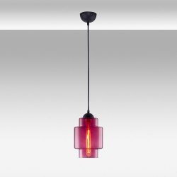 Fioletowa lampa wisząca ozcan 18cm 4704-1a fioletowy pojedynczy zwis 1x40w