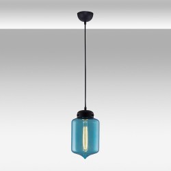 Lampa wisząca szklana niebieska ozcan 4702-1a