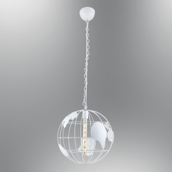 Mapa biała metalowa lampa wisząca 40cm ozcan 6322-2 biały zwis 1x40w kula