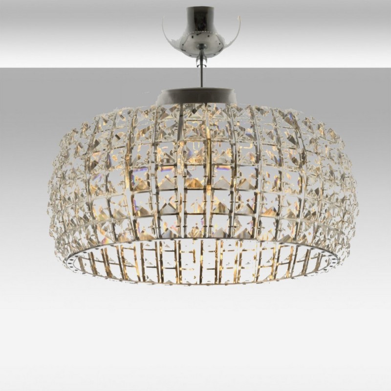 Ekskluzywna  srebrna  kryształowa lampa sufitowa plafon  avonni av-4232-6k     salon sypialnia jadalnia hotel restauracja