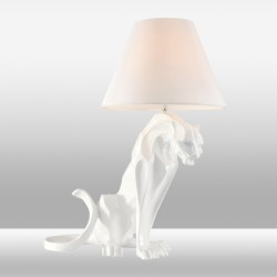 Lampa stojąca nocna 75cm ozcan 7041 biała pantera kot lampart