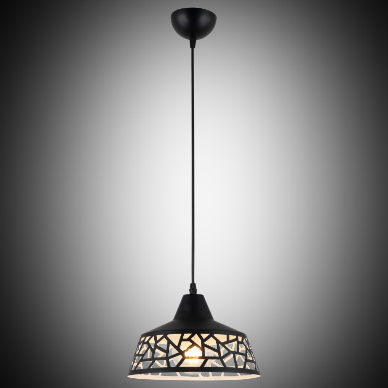 Nowoczesna perforowana czarna lampa wisząca lucea 8125-25-p01-bk geometry  salon sypialnia jadalnia kuchnia