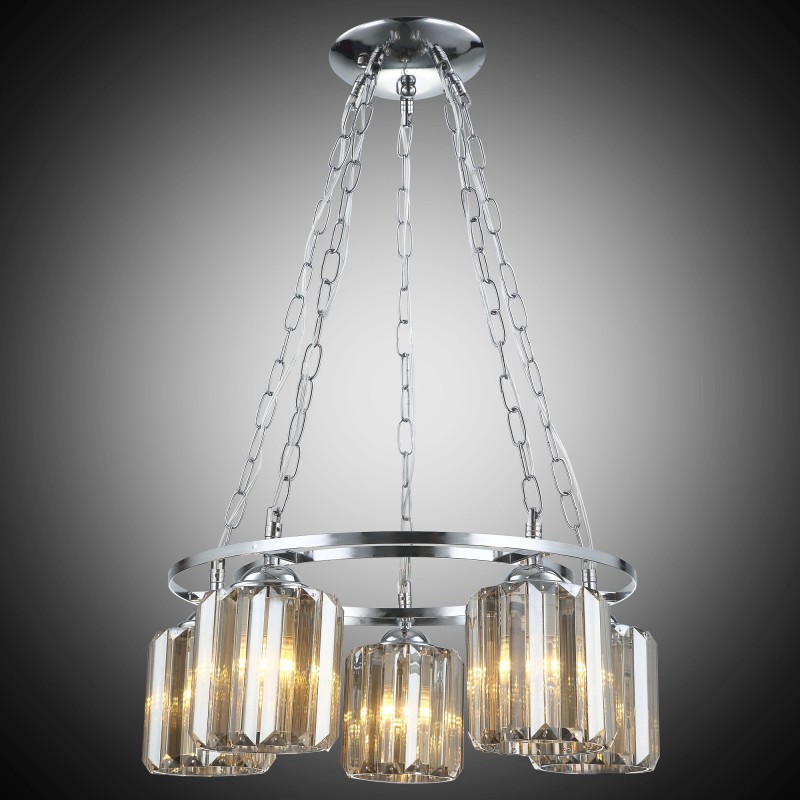 Elegancka srebrna kryształowa lampa wisząca żyrandol lucea akal 80188-03-p05-cr  salon sypialnia jadalnia hotel restauracja