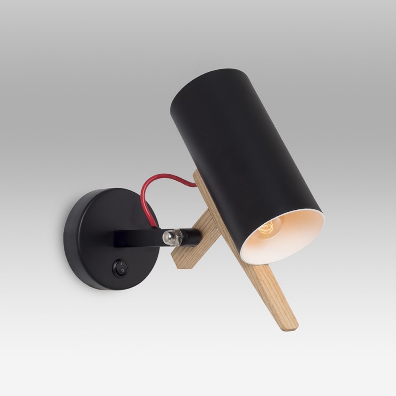 Czarny regulowany kinkiet halogenowy ozcan 6511 czarna lampa ścienna z włącznikiem